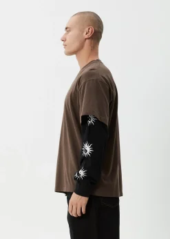 Long Sleeve<Afends Double Trouble  - Layered Boxy Tee Coffee