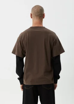 Long Sleeve<Afends Double Trouble  - Layered Boxy Tee Coffee