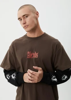 Long Sleeve<Afends Double Trouble  - Layered Boxy Tee Coffee
