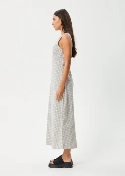Dresses<Afends Drew - Seersucker Maxi Dress Taupe Check