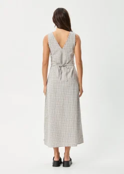 Dresses<Afends Drew - Seersucker Maxi Dress Taupe Check