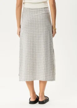 Sets & Co-Ords|Skirts<Afends Drew  - Seersucker Midi Skirt Taupe Check
