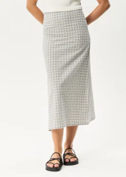 Sets & Co-Ords|Skirts<Afends Drew  - Seersucker Midi Skirt Taupe Check