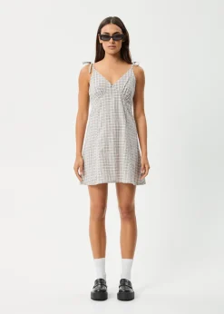Dresses<Afends Drew  - Seersucker Mini Dress Taupe Check