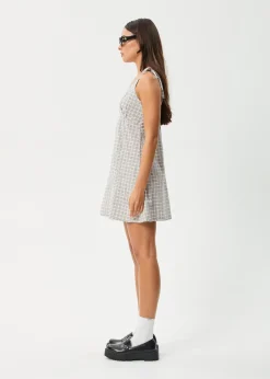 Dresses<Afends Drew  - Seersucker Mini Dress Taupe Check