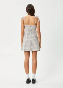Dresses<Afends Drew  - Seersucker Mini Dress Taupe Check