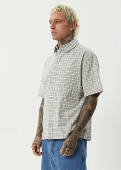 Sets & Co-Ords|Tees & Shirts<Afends Drew  - Seersucker Short Sleeve Shirt Taupe Check