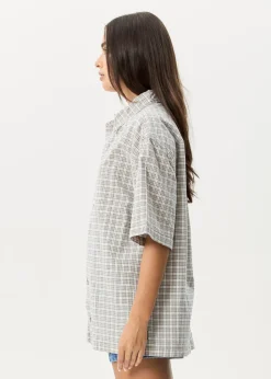 Sets & Co-Ords|Tees & Shirts<Afends Drew  - Seersucker Short Sleeve Shirt Taupe Check