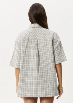 Sets & Co-Ords|Tees & Shirts<Afends Drew  - Seersucker Short Sleeve Shirt Taupe Check