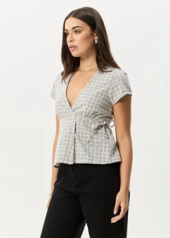 Sets & Co-Ords|Tees & Shirts<Afends Drew - Seersucker Tie Top Taupe Check