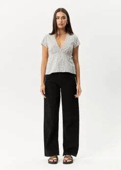 Sets & Co-Ords|Tees & Shirts<Afends Drew - Seersucker Tie Top Taupe Check