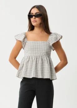 Sets & Co-Ords|Tees & Shirts<Afends Drew  - Seersucker Top Taupe Check