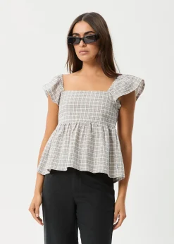Sets & Co-Ords|Tees & Shirts<Afends Drew  - Seersucker Top Taupe Check