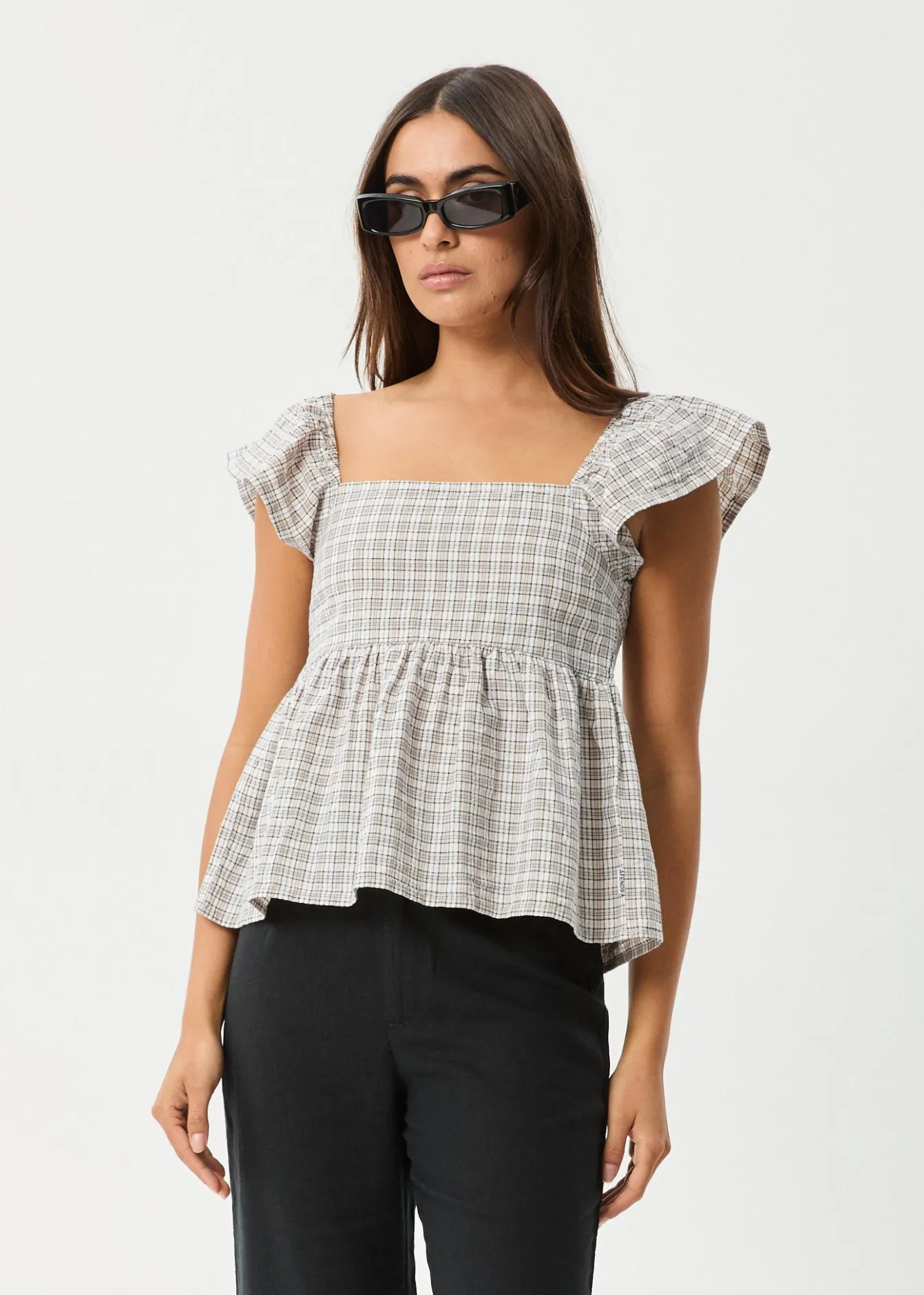 Sets & Co-Ords|Tees & Shirts<Afends Drew - Seersucker Top Taupe Check