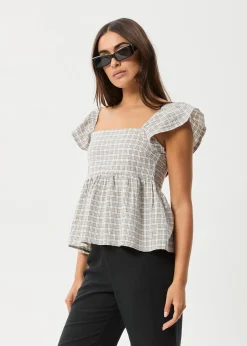 Sets & Co-Ords|Tees & Shirts<Afends Drew - Seersucker Top Taupe Check