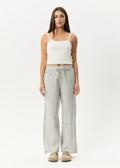 Pants|Sets & Co-Ords<Afends Drew  - Seersucker Wide Leg Pant Taupe Check