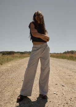 Pants|Sets & Co-Ords<Afends Drew  - Seersucker Wide Leg Pant Taupe Check