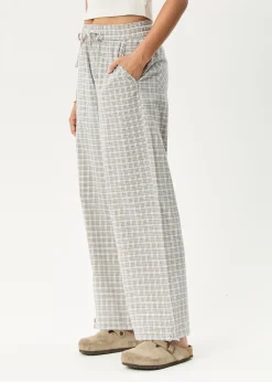 Pants|Sets & Co-Ords<Afends Drew  - Seersucker Wide Leg Pant Taupe Check