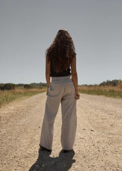 Pants|Sets & Co-Ords<Afends Drew  - Seersucker Wide Leg Pant Taupe Check