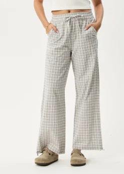 Pants|Sets & Co-Ords<Afends Drew  - Seersucker Wide Leg Pant Taupe Check