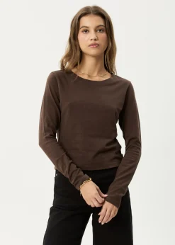 Long Sleeve|Essentials<Afends Elevate  - Long Sleeve Tee Coffee