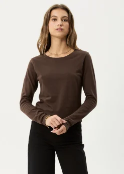 Long Sleeve|Essentials<Afends Elevate  - Long Sleeve Tee Coffee