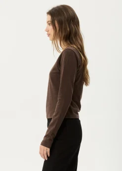 Long Sleeve|Essentials<Afends Elevate  - Long Sleeve Tee Coffee