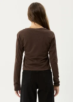 Long Sleeve|Essentials<Afends Elevate  - Long Sleeve Tee Coffee
