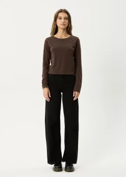 Long Sleeve|Essentials<Afends Elevate  - Long Sleeve Tee Coffee
