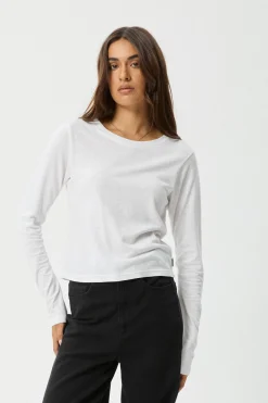 Long Sleeve|Essentials<Afends Elevate  - Long Sleeve Tee White