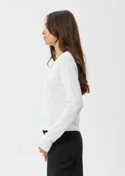Long Sleeve|Essentials<Afends Elevate  - Long Sleeve Tee White