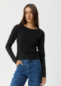 Long Sleeve|Essentials<Afends Elevate  - Long Sleeve Tee Black