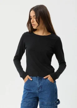 Long Sleeve|Essentials<Afends Elevate  - Long Sleeve Tee Black