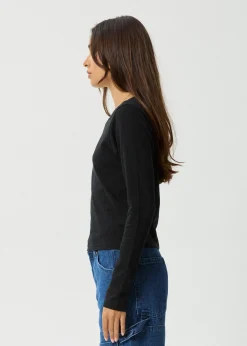 Long Sleeve|Essentials<Afends Elevate  - Long Sleeve Tee Black