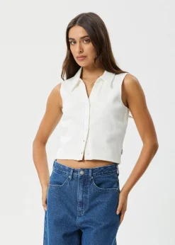 Essentials|Sleeveless<Afends Eliza  - Rib Sleeveless Shirt White