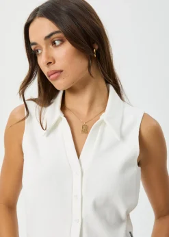 Essentials|Sleeveless<Afends Eliza  - Rib Sleeveless Shirt White