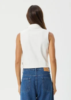 Essentials|Sleeveless<Afends Eliza  - Rib Sleeveless Shirt White
