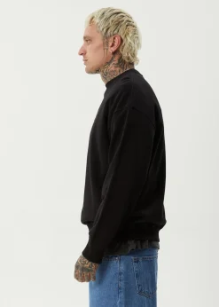 Sweaters & Hoodies<Afends Ember  - Crew Neck Jumper Black