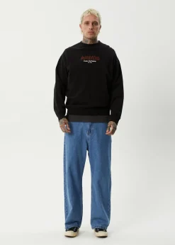 Sweaters & Hoodies<Afends Ember  - Crew Neck Jumper Black