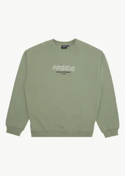Sweaters & Hoodies<Afends Ember  - Crew Neck Jumper Oil Green