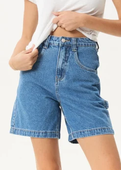 Shorts|Essentials<Afends Emilie  - Denim Workwear Short Worn Blue
