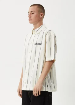 Shirts<Afends Fineline  - Short Sleeve Shirt Limestone