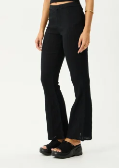 Pants|Sets & Co-Ords<Afends Focus  - Seersucker Flare Pant Black