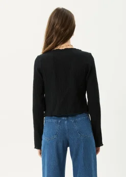 Long Sleeve<Afends Focus  - Seersucker Long Sleeve Top Black