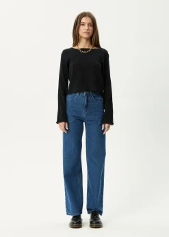 Long Sleeve<Afends Focus  - Seersucker Long Sleeve Top Black