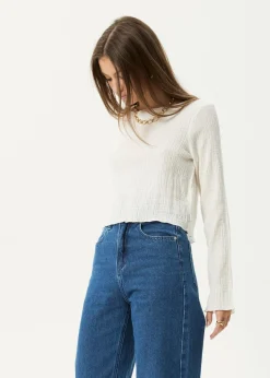 Long Sleeve<Afends Focus  - Seersucker Long Sleeve Top Off White