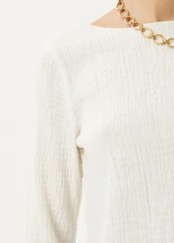 Long Sleeve<Afends Focus  - Seersucker Long Sleeve Top Off White