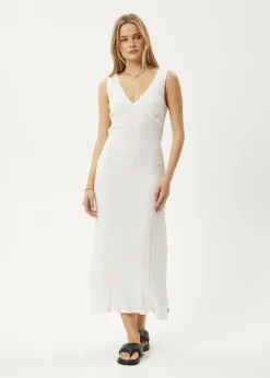 Dresses<Afends Focus  - Seersucker Maxi Dress Off White