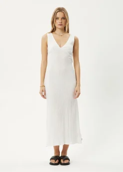 Dresses<Afends Focus  - Seersucker Maxi Dress Off White