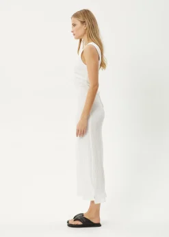 Dresses<Afends Focus  - Seersucker Maxi Dress Off White